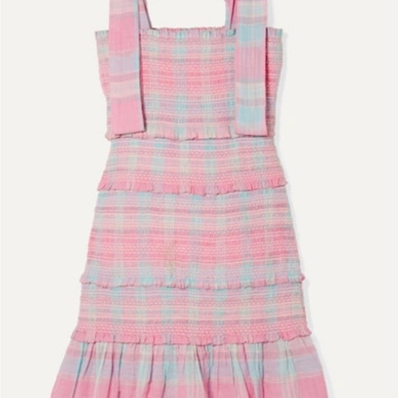 ▶️ Love Shack Fancy ◀️ Pink Plaid Belle Smocked Dress XS - Picture 6 of 14
